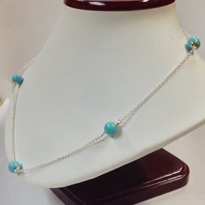 Turquoise Necklace in 925 Sterling Silver & Gold
